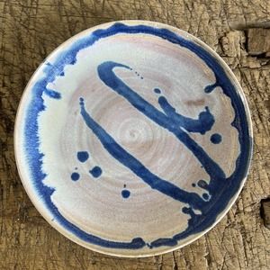 Vintage Studio Art Pottery Serving Plate Signed by Harpa 1983 Hand Painted 11.5"